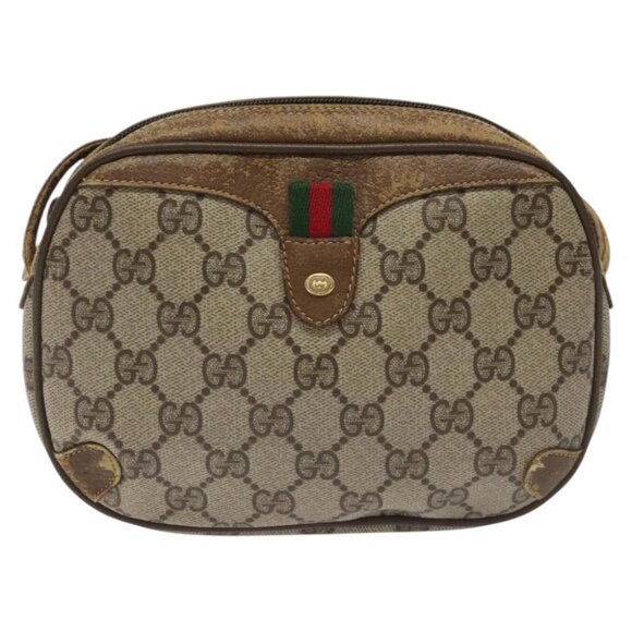 GUCCI GG Supreme Web Sherry Line Shoulder Bag PVC Beige 89 02 066 Auth EC117 - Picture 3 of 15